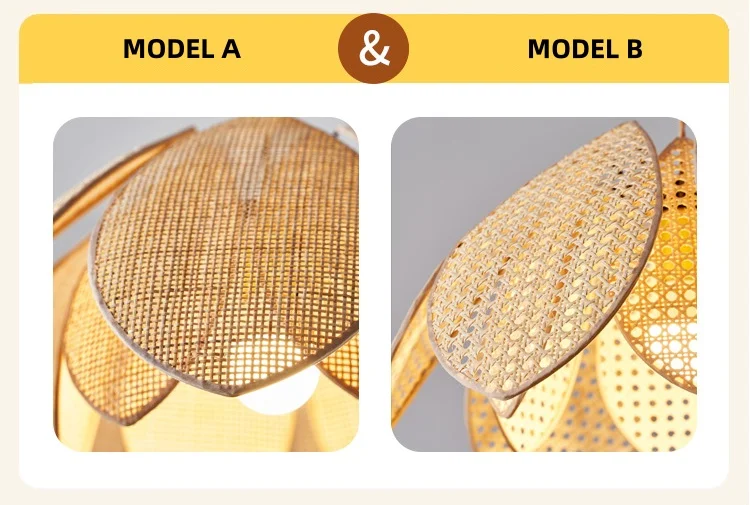Natural Rattan Petal E27 Chandelier Nordic Wabi Sabi
