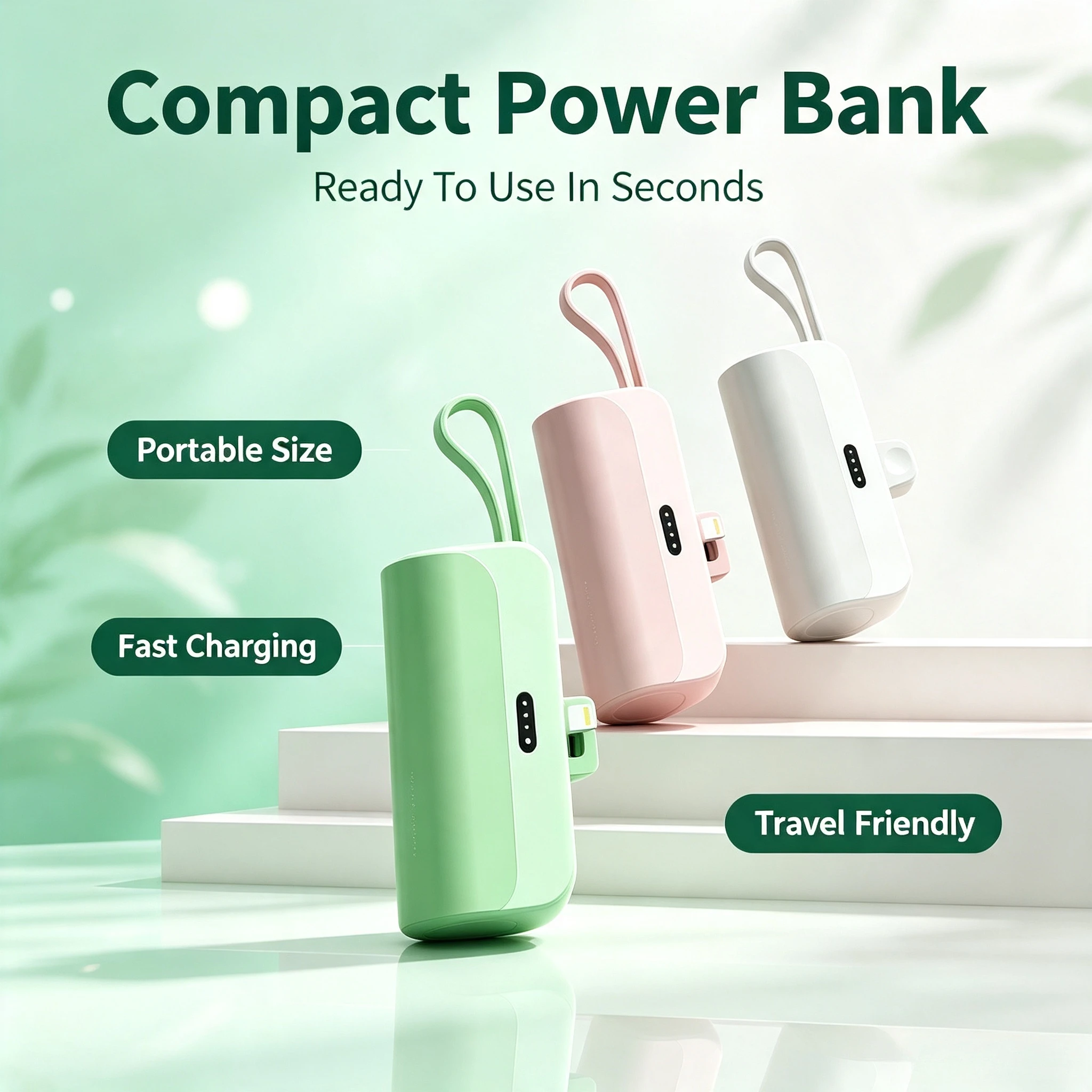 NEW Mini Capsule High Capacity Power Bank Portable Wireless Fast Charging External Battery For Phone