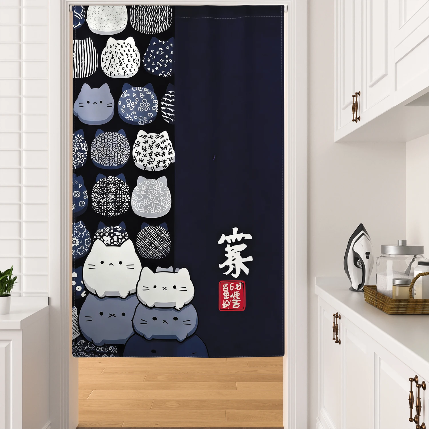 Japanese Style Noren Curtain Kyoto Cat And Koi Fish Decorative