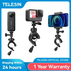 TELESIN-Clip para motocicleta de ciclismo, superabrazadera de 360 °, soporte de agujero de 1/4 pulgadas para GoPro DJI OSMO Action Insta360, accesorios para Cámara de Acción