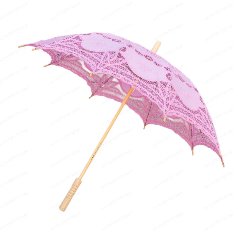 JMZ Lace Umbrella European Embroidery Cotton Crochet Parasol for Women Princess Wedding Photography Dance Party Decoration