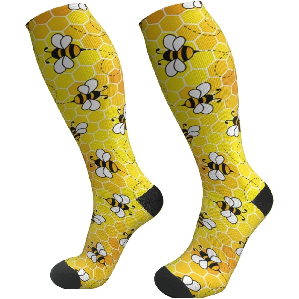 Bee Compression Socks Women and Men for Nurses Travel Pregnancy Recovery Running Athletic for Men Women Outdoor Hiking Running