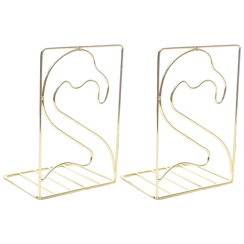 

1 Pair Of Book Stands Golden Wrought Iron Flamingo Shaped Desktop Organizer Holder Nordic Style Bookrack For Office Home Study