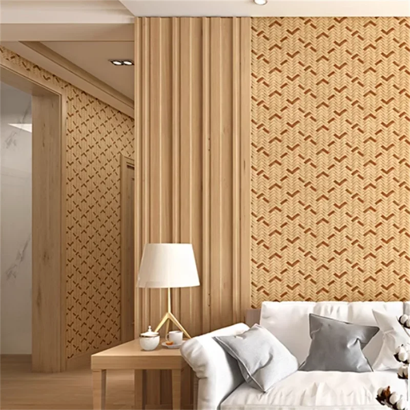 Self-Adhesive Wallpaper Chinese Ancient Style Grass Woven Linen Pattern Thickened Waterproof Moisture-Proof wallpaper Home Decor