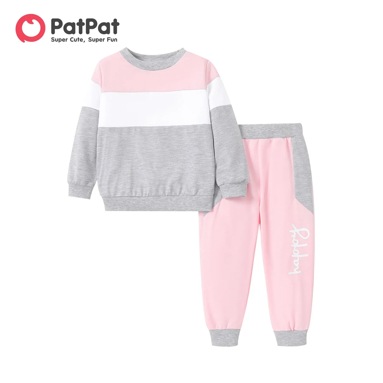 PatPat 2pcs Toddler Girl Trendy Colorblock Sweatshirt and Elasticized Pants Set Soft and Comfortable  Perfect for Outings