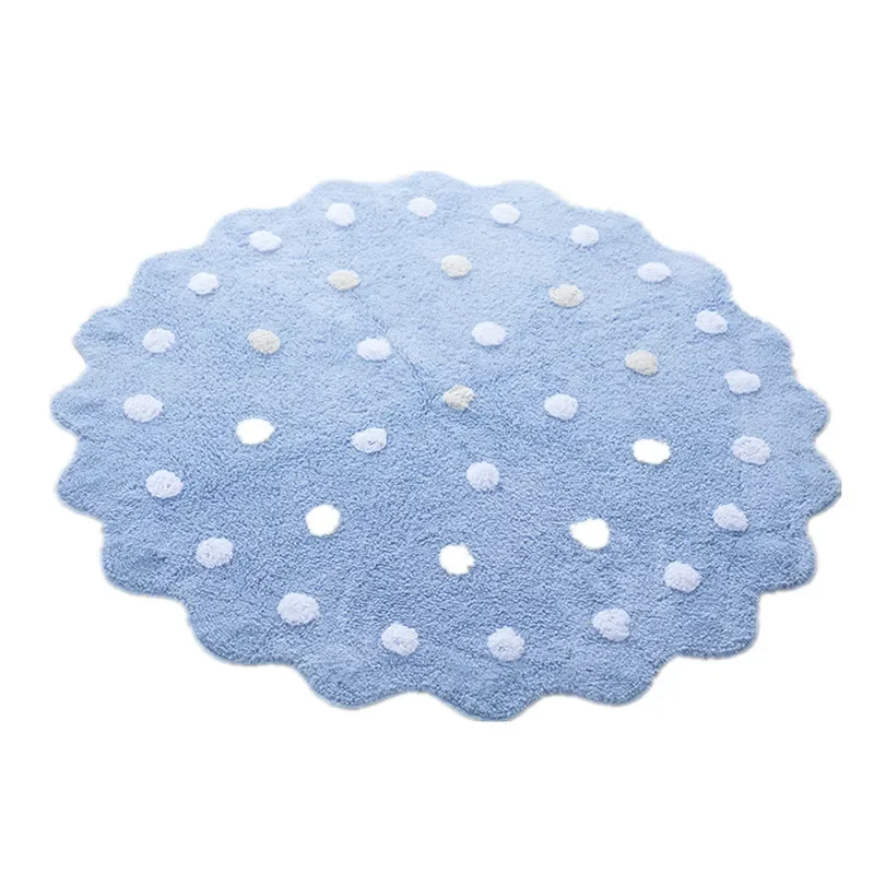 Ins Nordic Wind Polka Dot Wave Cotton Carpet Baby Crawling Mat Children Room Decoration Photo Props