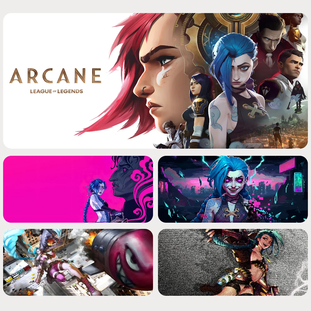 

League of Legends Arcane Jinx Mousepad Mouse Mat Desk Mat With Pad Gaming Accessories Prime Gaming XXL Keyboard Pad Padding Mat