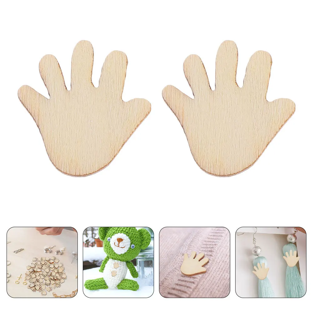 

200Pcs Hand Shaped Blank Wooden Pieces Unfinished Natural Wood Palm Cutouts for DIY Wood Crafts Home Decoration