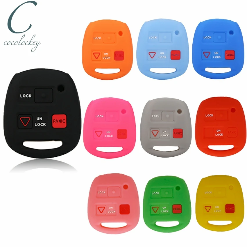 Cocolockey Silicone Car Key Cover Case for TOYOTA Avensis Camry Corolla 3 Button Remote Key Holder Bag Protection Car Accessory