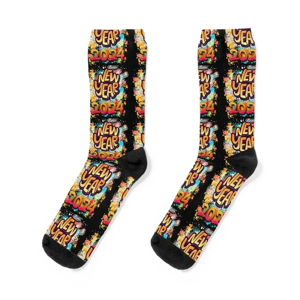 

Happy New Year 2024 USA Socks with print summer Run heated Socks For Girls Men's