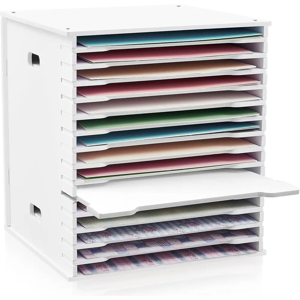 

Органайзер для бумаги для скрапбукинга CroBlissul, 15 ярусов, 12x12 дюймов, регулируемая настольная подставка для хранения бумаги, широкий органайзер