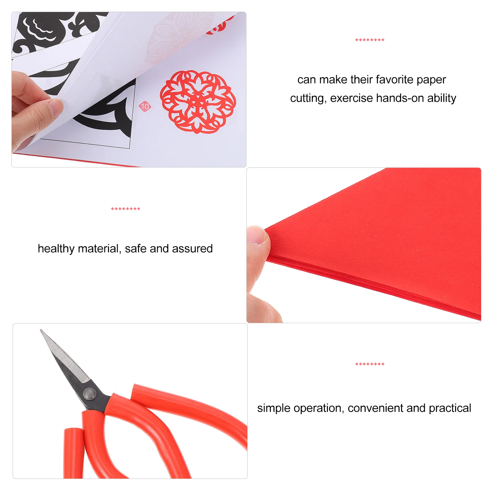 

1 Set Kids Paper-Cuts Kit Traditional Chinese Handcraft Foldable Crease-Retaining Sheets Diy Family Activity Art Supplies For