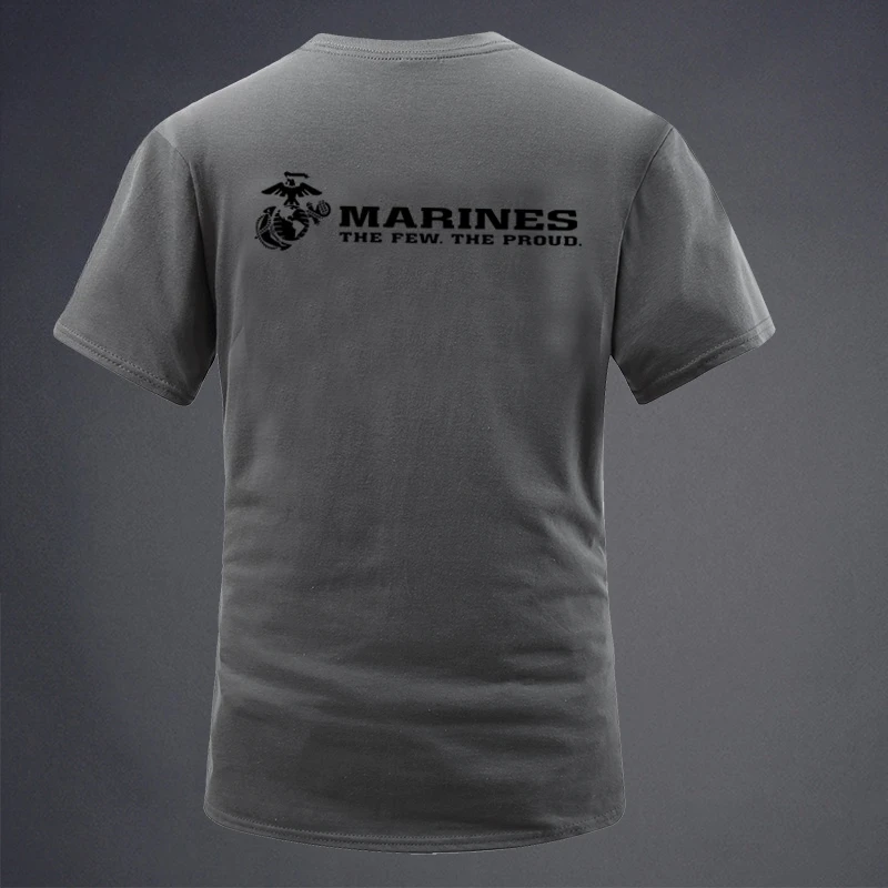 2026 New Style Cotton Breathable Men's MARNINES Military Fan Print Short-Sleeved T-Shirt American Fitness Short-Sleeved Shirt