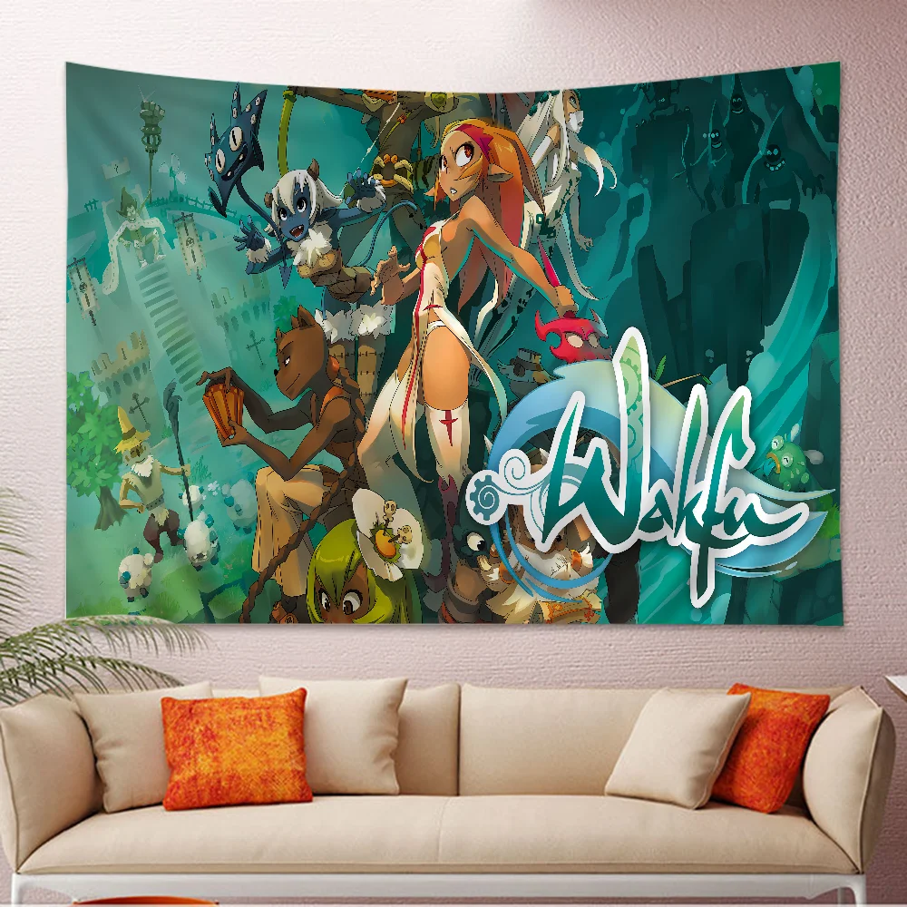 Game W-Wakfu Cartoon Tapestry Art Science Fiction Room Home Decor Wall Hanging Sheets