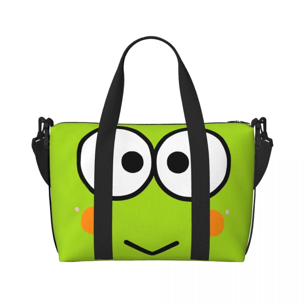 

Custom Keroppi Grocery Shopping Tote Bag Women Large Capacity Big Eyed Frog Beach Gym Travel Bags