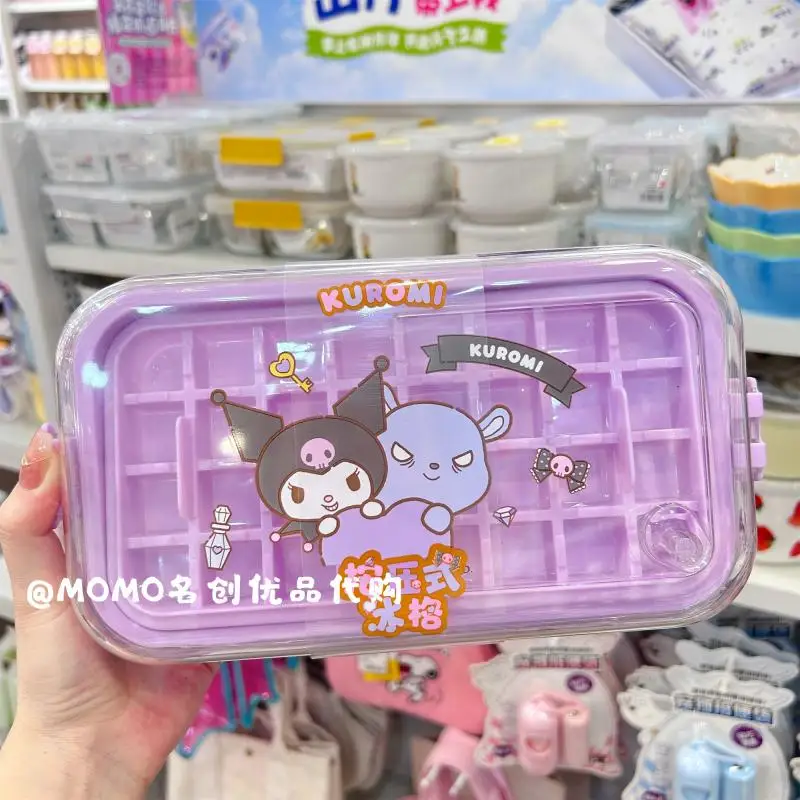 Sanrios Series Ice Tray Silicone Molds Press Type Ice Cube Cute Hellokitty Kuromi Melody Diy Coffee Milk Ice Cube Manufacturing