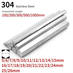 304 Stainless Steel Solid Hex Rod Bar Shaft Dia 5mm 6mm 7mm 8mm 9mm 10mm 11mm 12mm 13mm~26mm Hexagonal Rod Square Bar Zero Cut