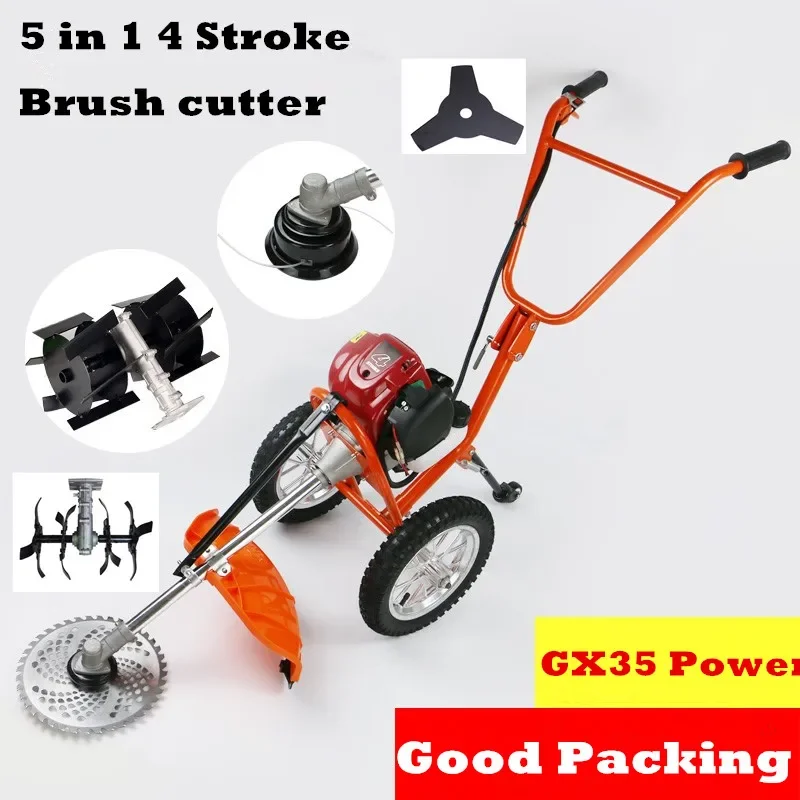 4 Stroke GX35 Mower 5 in 1 Brush Cutter Grass Trimmer Tiller Head, Grass Tiller Head Garden Tiller