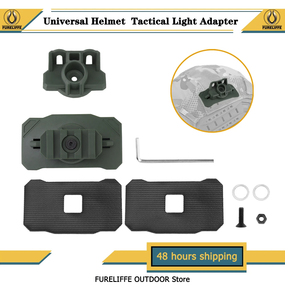 

Universal helmet tactical light adapter,angle adjustment fits picatinny rail/X300/X400/TLR-1 hunting airsoft Velcro Installation