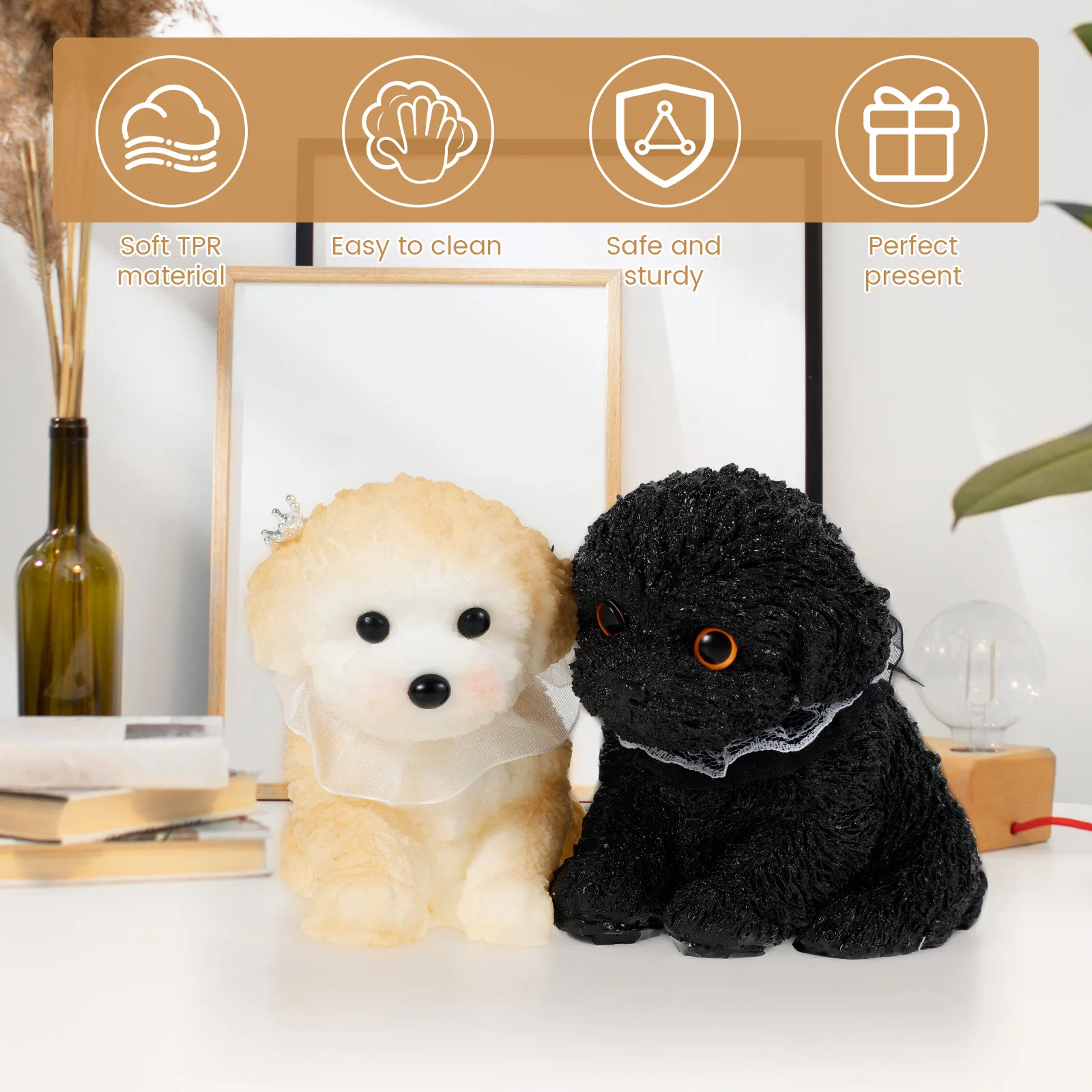 2-teiliges Entpacken-Spielzeug, Squishy-Hundespielzeug, bezaubernder Squeeze-Hund, realistischer Squishy-Welpen-Stressabbau-Spielzeug für Erwachsene und Kinder, Entspannung, Kneifen