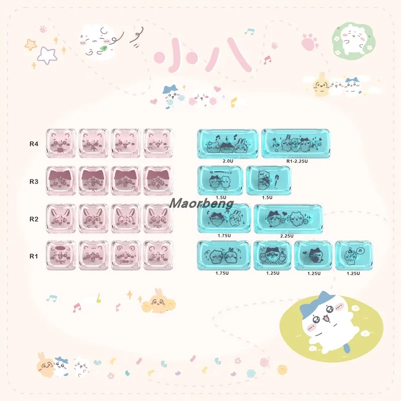 

Meow Meow Squad Anime Theme Mechanical Keyboard Keycaps 26 Keys Cherry R4 Profile Cute Cartoon Keyboard Keycap Accessories