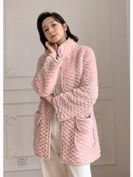 HDHOHR 2026 New Elegant Real Mink Fur Coats Women Fashion Winter Warm Natural Kintted Mink Fur Jackets For Female  Leather Fur