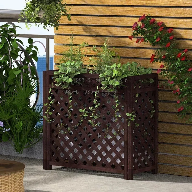 Solid Wood Air Conditioner Outer Unit Enclosure, Anti-Corrosive, Balcony Decoration Bracket
