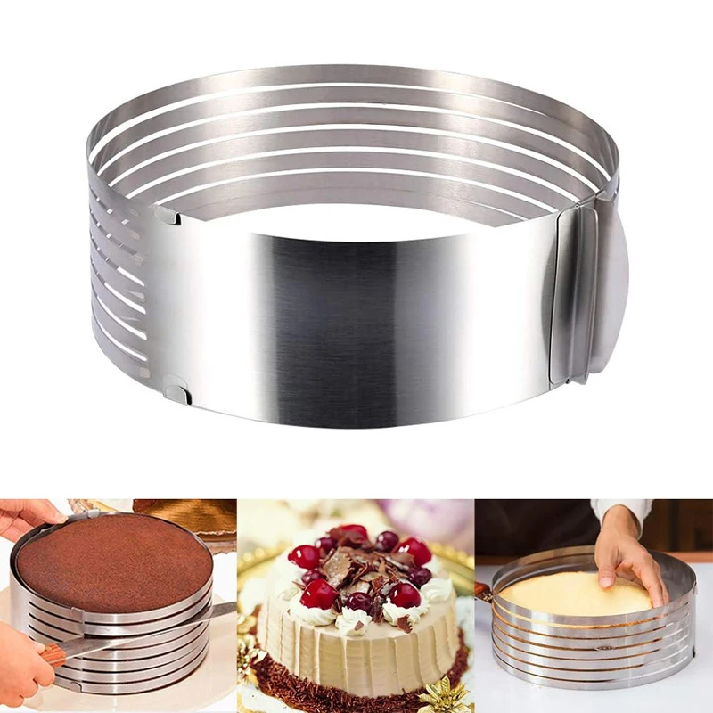 6-8Inch Cake Cutter Slicer Adjustable Stainless Steel Cake Slicer 6-Layer Cake Slicer Mold Mousse Ring Bread Slicer Baking Tool