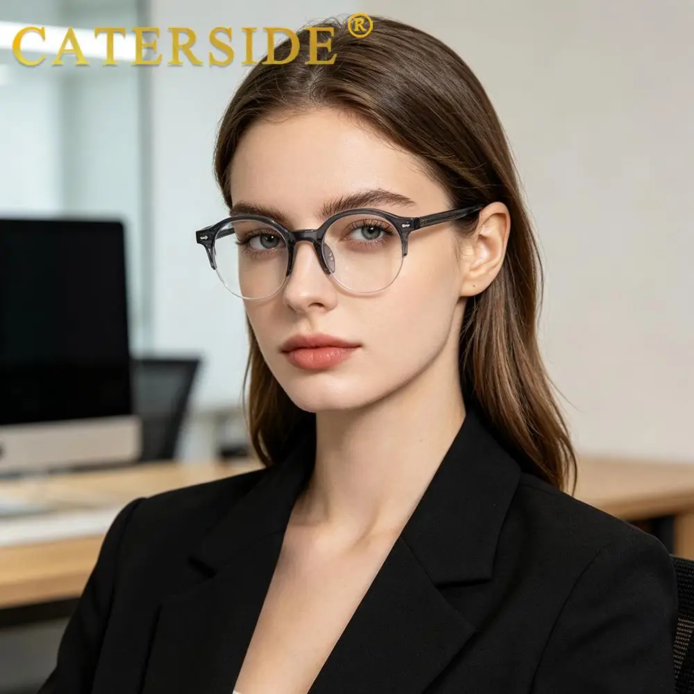 CATERSIDE Unisex Anti-Blaulicht-Brille Tr-90 Halbrahmen-Brillengestell Business Freizeit Computer Blaulicht-Schutzbrille – Detail 3