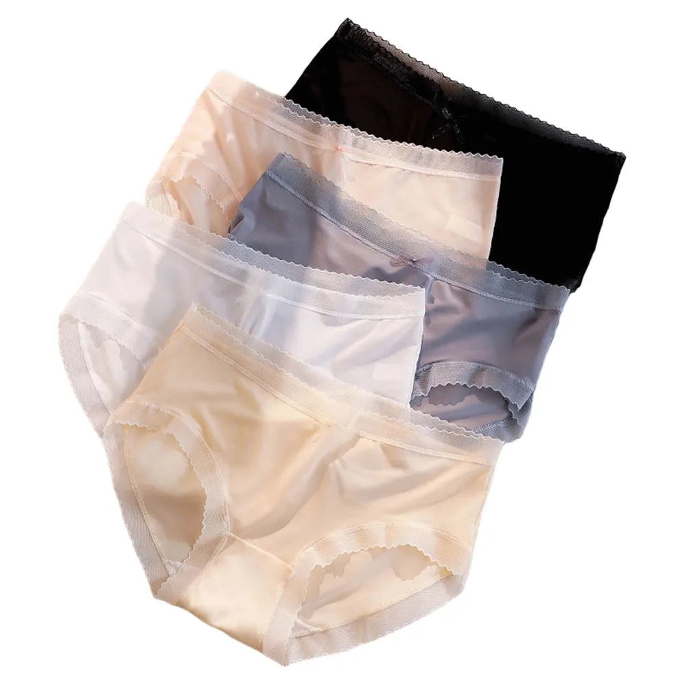 Women's Ice Silk Seamless Knickers Briefs Shorts Quick Drying Triangle Underwear Summer Ultra-thin Sheer Panties