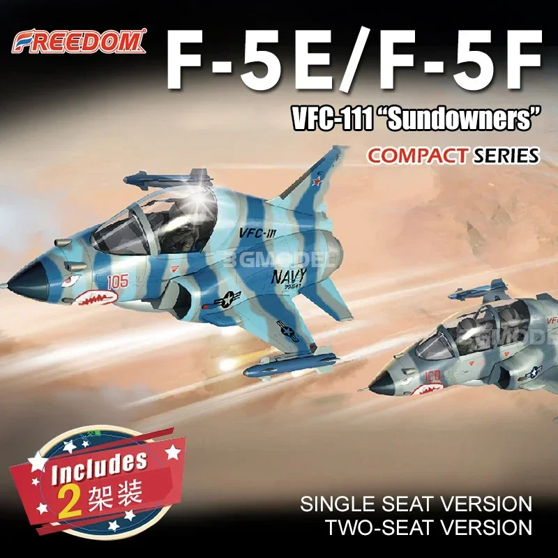 Kit modello di assemblaggio Freedom F 162707   F-5 Tiger II US Navy VFC 111 "Sundowners" Serie compatta F-5E e F-5F