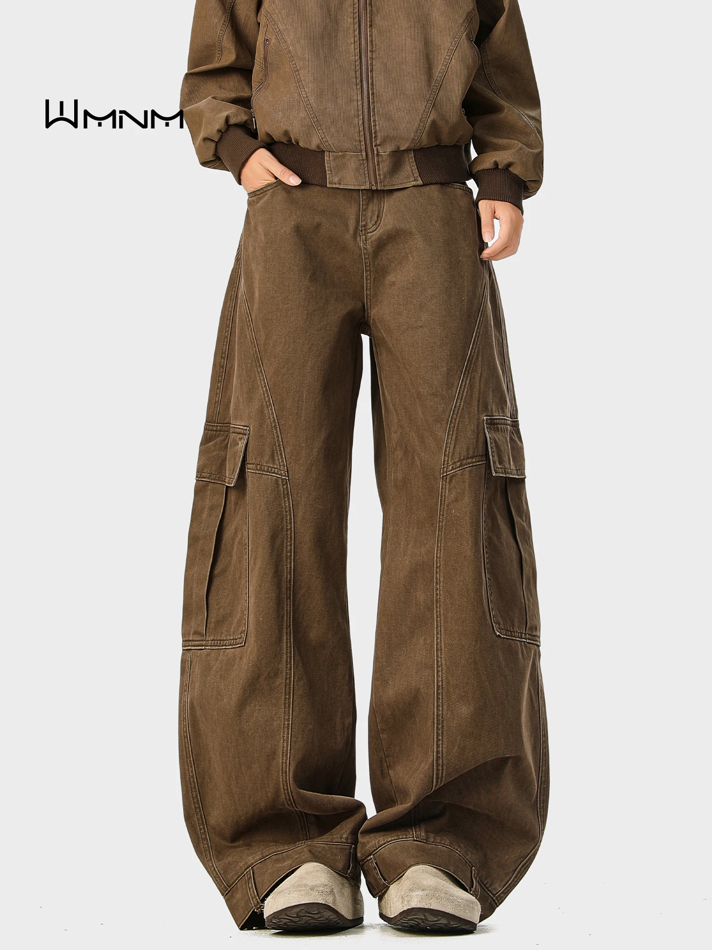 

Мужские брюки в американском ретро-стиле, с высокой талией, широкими штанинами, свободного кроя, с множеством карманов, повседневные, для танцев, из хлопка, прямого силуэта