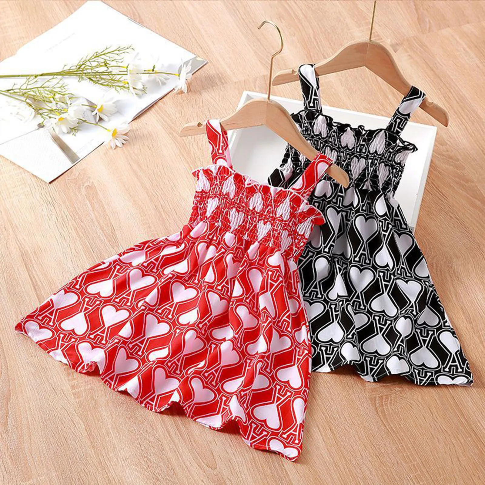 Little Girls Fall Clothes Size 5 Girl's Casual Dress Summer Scoop Neck Sleeveless Floral Flowy Print Plain Long Dress Girls