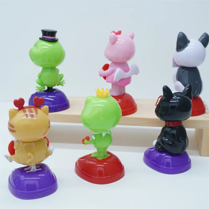 Hot Car Ornaments Solar Automatic Swing Dogs Figurine Animal Doll Toy Frog Miniature Holiday Gifts Creative Interior Decorate