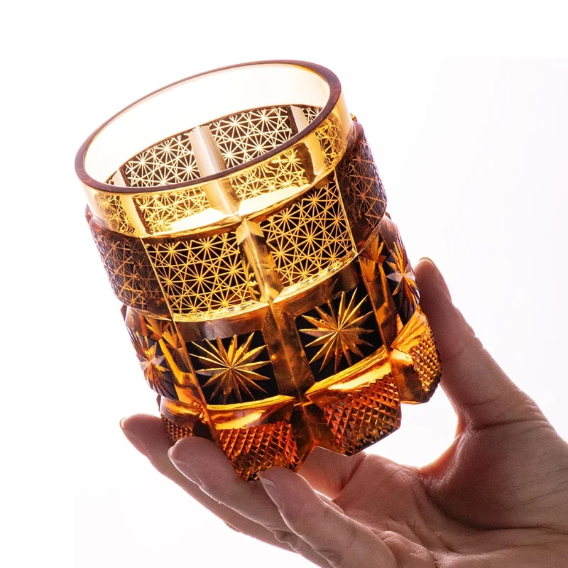 Golden Prestige Whiskey Glasses Luxury Royal Court Dedicated Crystal Wine Cup Top Gift Hand Carving Rock Tumbler Dropshipping