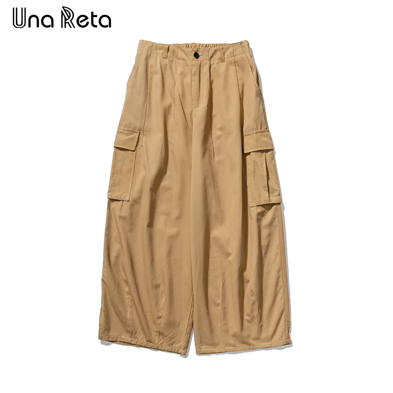 

Una Reta Multi-Pocket Cargo Man Pants Spring Autumn New Hip Hop Baggy Wide-leg Pants Harajuku Sweatpants Loose Retro Pants