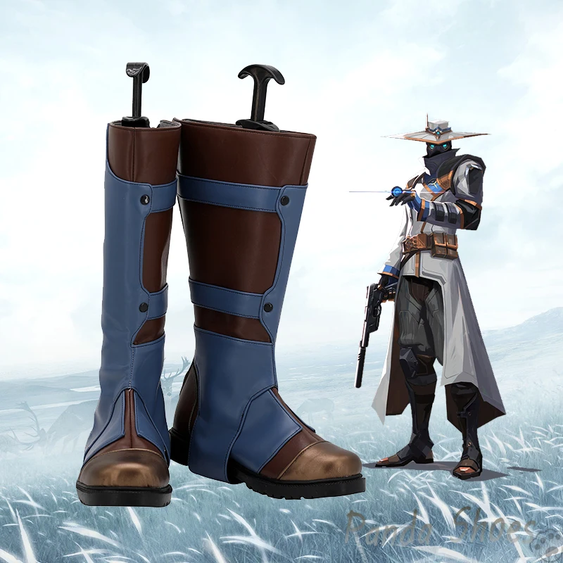 Valorant Cypher Cosplay Tênis, Anime Game Cos, Botas Longas, Costume Prop, Sapatos para Festa de Halloween