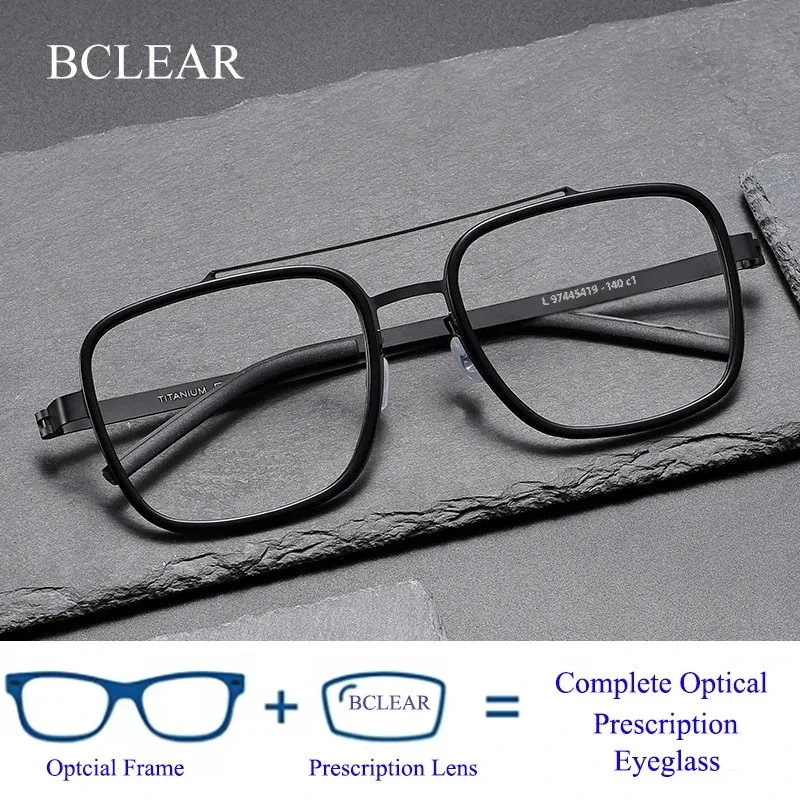 

Guvina BCLEAR винтажные очки с двойным мостом из ацетата и титана, очки по рецепту для мужчин, оправа для близорукости, удобные сверхлегкие очки