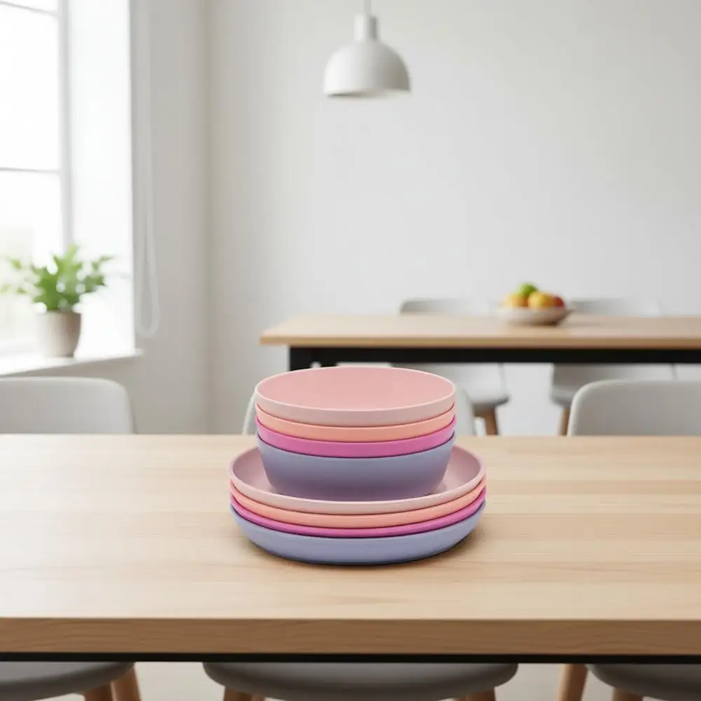 

Набор из 8 тарелок и мисок для детей, пригодных для мытья в посудомоечной машине, нетоксичные, многоразовые, экологичные, без бисфенола-А