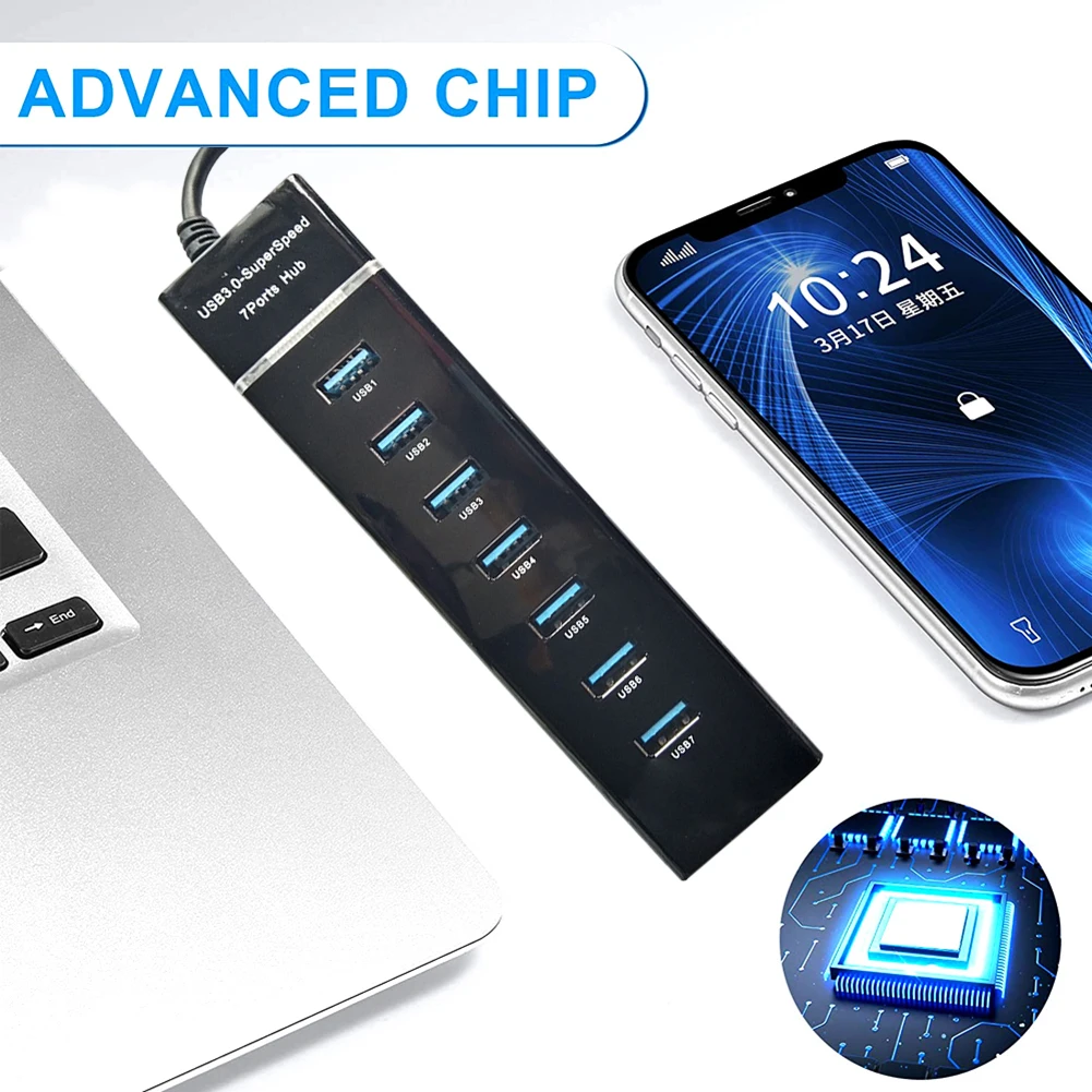 

4/7 Ports USB Hub 1 USB3.0&3 USB 2.0 Ports Multiport Hub Adapter Cable 30/120cm USB Splitter Adapter for Desktop PC