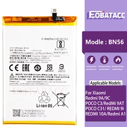 EOTABACC 100% Original Battery BN56 For Xiaomi POCO M2 Pro Redmi 9A 9C 5000mAh Mobile Phone Bateria Batteries +Free Tools