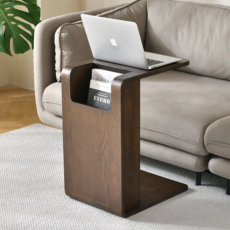 Contemporary Light Luxury Solid Wood Oak Console Table With Dedicated Book Recess Durable Storage For Living Room & Hotel Use