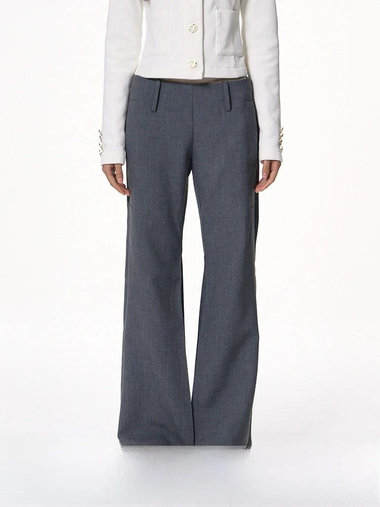 

Романтичные брюки-костюм с 3D-плиссировкой и прямыми штанинами для женщин, средняя посадка, без необходимости использования ремня, элегантные, для повседневной носки