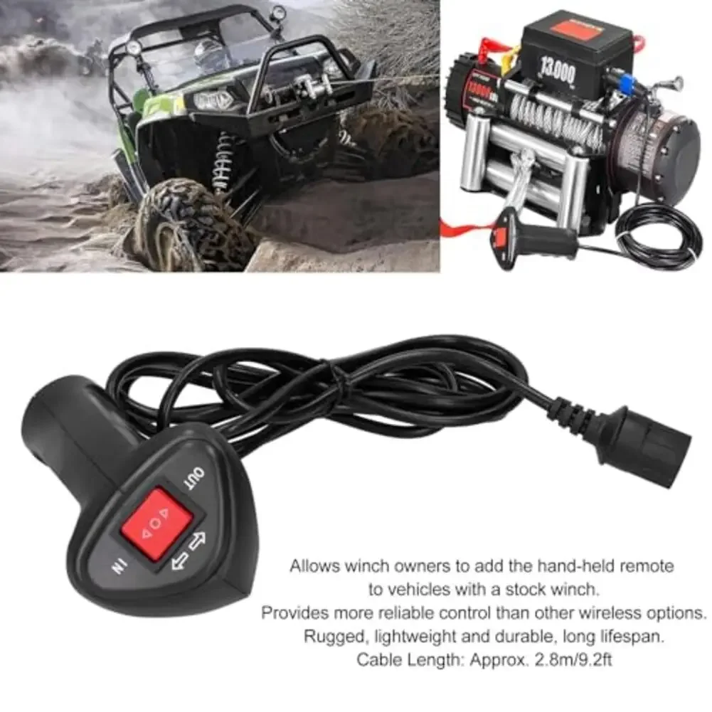 1pc Electric Winch Remote Control Controller 3Prong Winch Controller With Extension Cable  For Off-road Vehicles Recovery Tasks