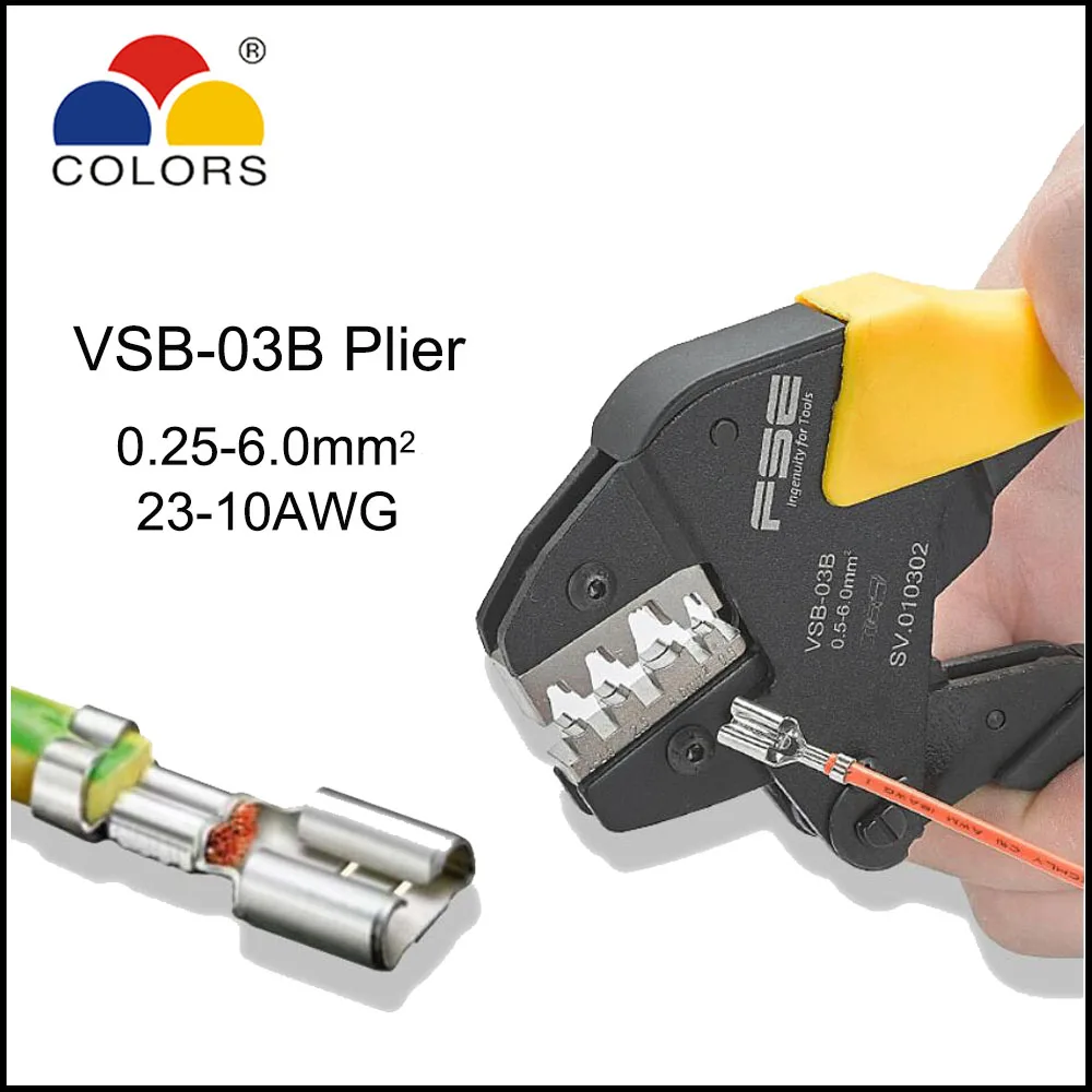 VSB-03B ratchet crimping Tool pliers insulated terminal 23-10AWG 0.25-6.0mm2