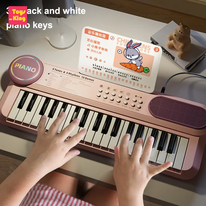Pianoforte elettronico 37 tasti strumento giocattolo con microfono che canta spartiti multifunzionali giocattoli per bambini regali di compleanno educativi