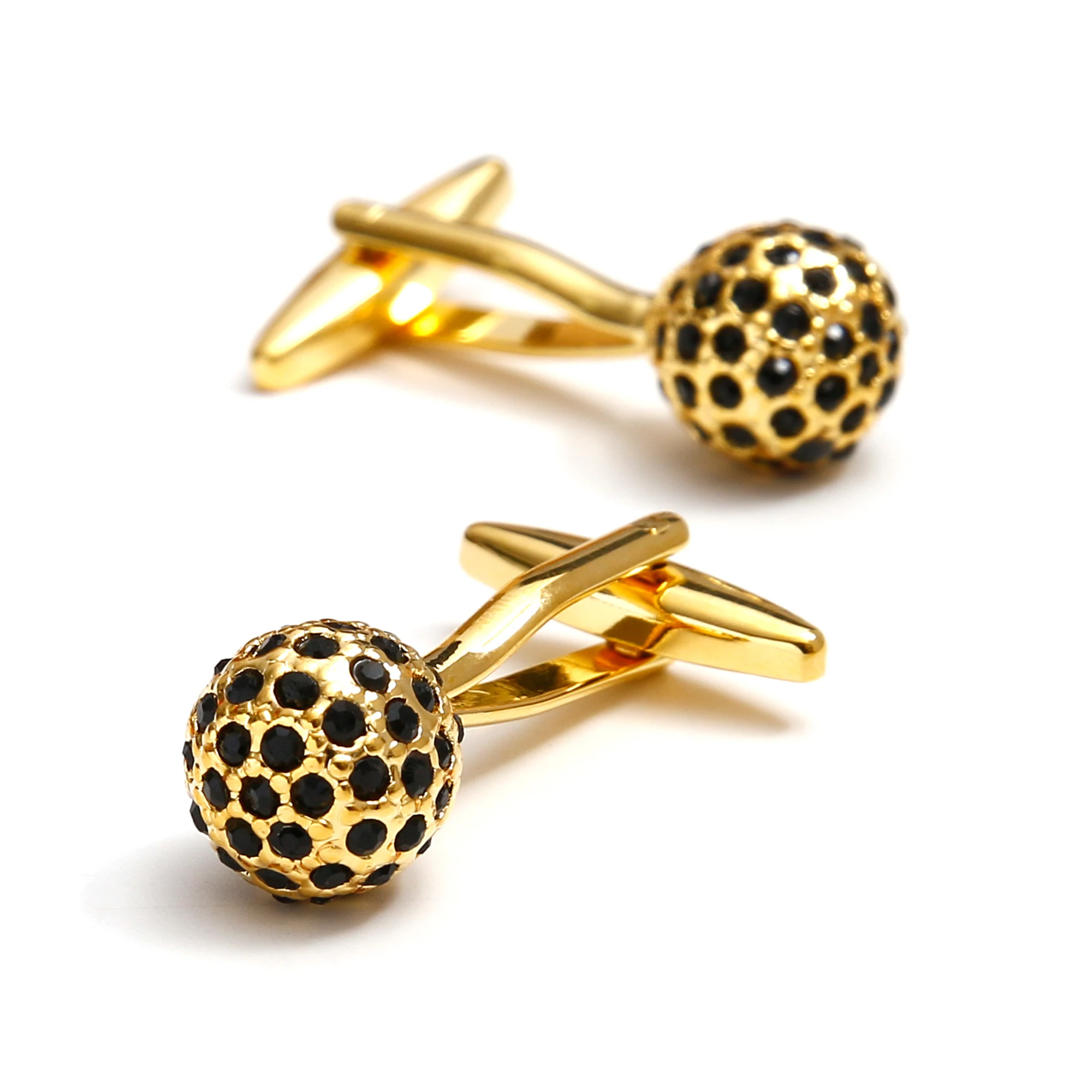 

Cufflinks for Men TOMYE XK24033 Luxury Black Crystal Golden Ball Button Casual Tuxedo Formal Dress Shirt Cuff Links Jewelry