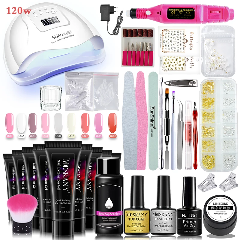 

Manicure Set Complete Gel Nail Kit With LED UV Lamp Nail Drill Machine Polygels Kit For Nails Extension Gel Nail Art Kit Tools