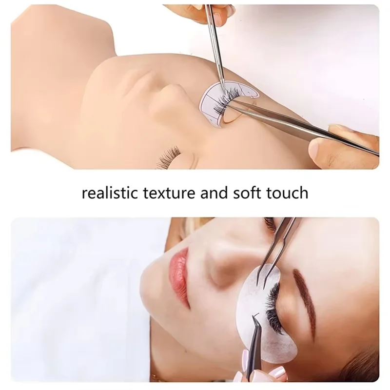 ABIT Replacement Eyelids For Eyelash Mannequin Head, Removable Eyelid With Eyelashes Extension Training Lash Mannequin Head