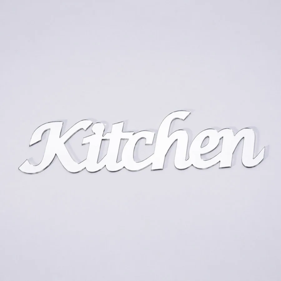 Kitchen Script Door Plates Different Size Acrylic Mirror Wall Sticker Design with Self-Adhesive Glue Home Decor